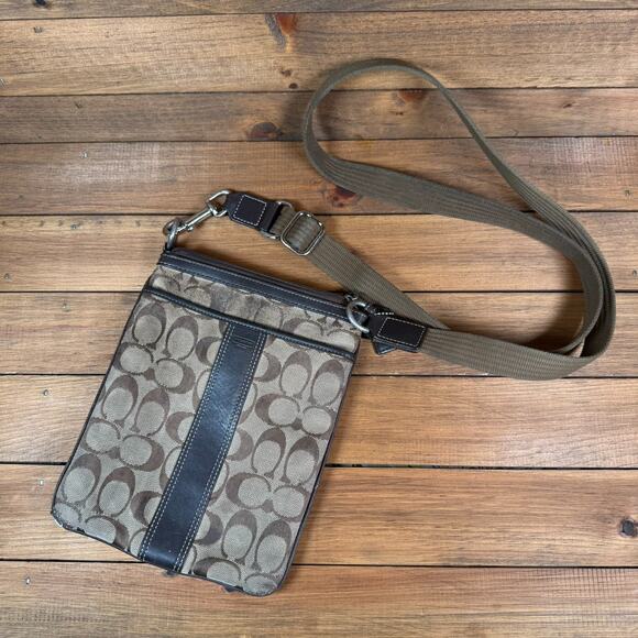Coach Handbags - Coach Signature Jacquard Crossbody Shoulder Bag Brown Canvas/Leather